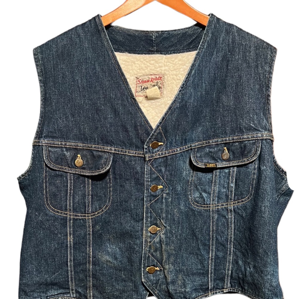 Vintage Lee Storm Rider Denim Vest With inner liner - Picture 2 of 9